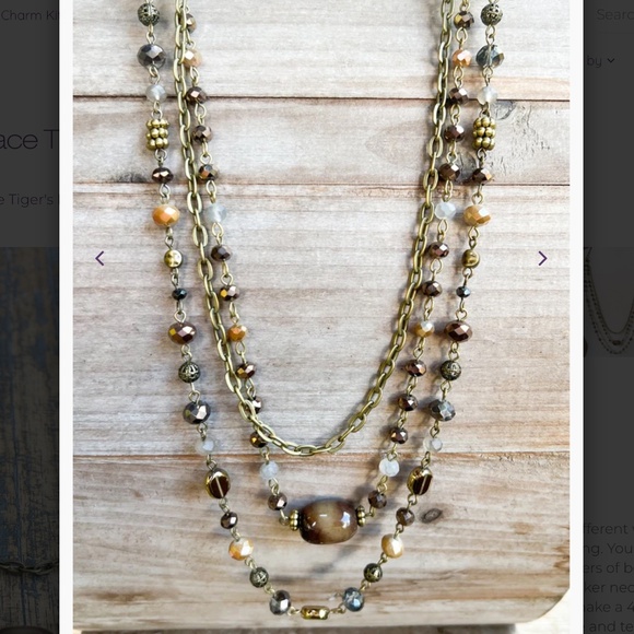 Bohemian “ Medina 2 “ Magnetic Adjustable Beaded Necklace Tigers Eye - Picture 5 of 7